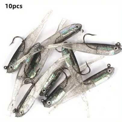 Small Grey Fish, Small Silver Fish, Soft Fish, Lead Hook, Soft Fish Decoy, Sub-Simulation Bait, Bionic Fork Tail Soft Bait Fishing