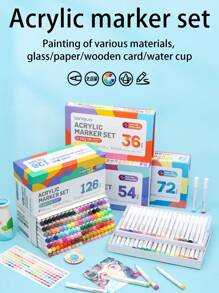 9/144pcs Morandi Acrylic Paint Pens Soft Brush Tip, Calligraphy Markers For Lettering, Card Making, Rocks Painting, Wood, Fabric, Canvas, Ceramic, Glass, DIY Art Crafting, School Supplies