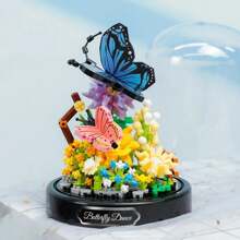 Miniature Building Block Flowers With Dust Cover Mini Everlasting Bouquet Assembly Toys Adult Building Block Decoration Romantic Gift