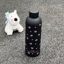 1 件 500ml/17oz 双层不锈钢真空保温水瓶，带蝴蝶结装饰，适合旅行、健身房、户外运动、咖啡杯、汽车杯、全年饮料杯、生日、节日礼物 - 彩色 - 查看 9