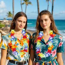 10/20 Pack Rainbow Hawaiian Leis Necklace Colorful Artificial Flower Garland Tropical Flower Lei Floral Hula Dance Garland Decorations For Summer Beach Pool Birthday Wedding Party Decor - Multicolor - View 9