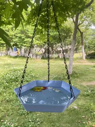 1 件/户外花园悬挂式喂鸟器多边形鹦鹉食碗带洗澡功能花园自动蜂鸟喂食器喂水器