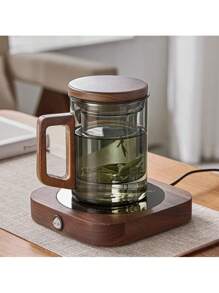 1 pieza Tetera de vidrio de 13.5 Oz/400 Ml con infusor, tetera de vidrio, infusor de té para hojas sueltas, hervidor de té con infusor, taza con tapa para infusión con mango de madera sólida, apta para microondas, adecuada para té, café, leche, sala de estar, cocina, oficina, fiesta de té, regalo ideal