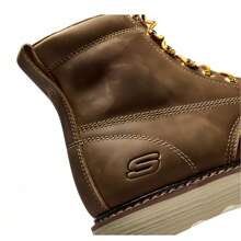 Skechers حذاء رياضي رجالي للعمل من الجلد الكلاسيكي ذو أربطة، خشن ومتعدد الاستخدام للارتداء اليومي