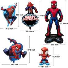 Eyuwn Spider Theme Happy Birthday Banner And 5PCS Spider Character Giant Balloons For Birthday Party Decoration