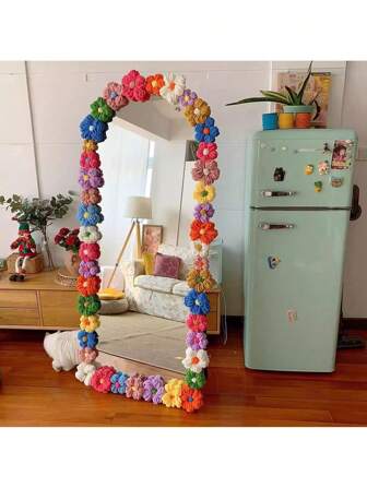 10/20/30 st handgjorda virkade konstgjorda puffblommor, små och färgglada spegelramsdekorationer, kan göras själv, lämpliga för kläder, paraplyer, gardiner, luftkonditioneringsrör, lappar och försköning, alla hjärtans dag-presenter, födelsedagspresent, heminredning, skolstart, rumsdekor, skolmaterial, köksdekor