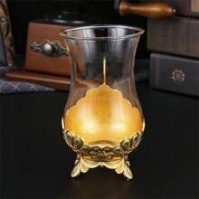 1pc Metal & Glass Design Coffee Cup, Daily Water Drinking Glass, Suitable For Office And Home Use, Exquisite Holiday Gift Back To School