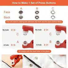 按扣套件 300 套，9.5 毫米按扣套件（含钳子），金属按扣套件（含工具），金属爪按扣，适用于服装、皮革工艺、缝纫