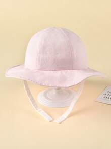 TUTUYA Cappello da sole per bambini con disegno ricamato, cappello a secchiello con ampia tesa per protezione solare, cappello in colore solido minimalista con morbida tesa per bambini - Rosa - Visualizzare 2