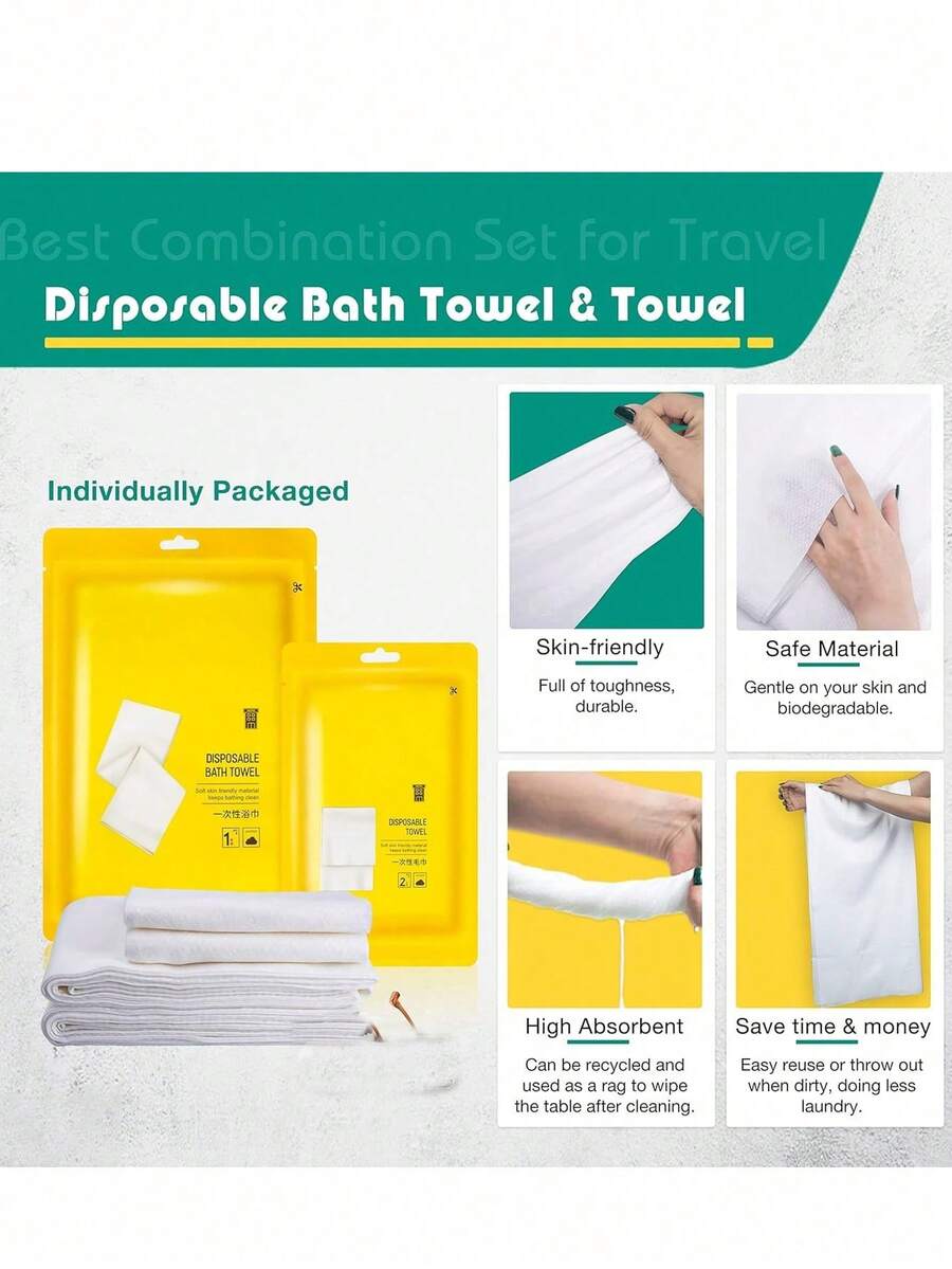Sábanas desechables para hotel y viajes, ropa de cama desechable, blanda y transpirable, juego de sábana, funda de almohada, toalla, apto para viajes, hoteles, spas, campamentos, noches, apto para hombres, mujeres, parejas, familias, imprescindible para carteros, imprescindible para vuelta al cole, imprescindible para excursiones escolares