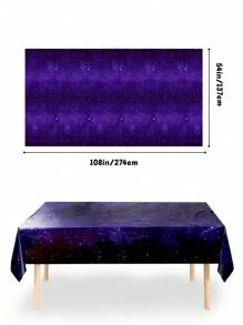 1pc Purple Galaxy Tablecloth, Square Plastic Tablecloth, Waterproof & Stain Resistant, Durable & Easy To Spread, Suitable For Events, Picnics, Camping Etc.