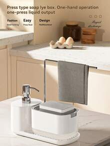 1pc Kitchen/Bathroom Soap Dispenser With Storage Shelf, Multi-Functional Dish Soap/Hand Soap Dispenser With Sponge Holder, Refillable And Reusable Detergent Dispenser For Sink, Countertop, Shower Room Kitchen Items Kitchen Accessories Kitchen Tools - Multicolor - View 10