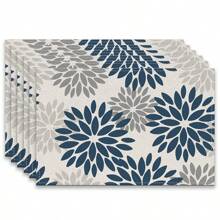 A Set Of 4/6pcs Spring And Summer Placemats Designed With Colorful Spring Flower Patterns, Woven From 100% Polyester Fiber, Machine Washable Polyester Placemats With Multiple Color Patterns To Choose From, Heat-Resistant, Stain Resistant, Waterproof, Easy To Clean, Suitable For Coffee Table Decoration, Holiday Party Decoration, Table Protection, Kitchen And Living Room Decoration