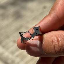 Anillos de Duko Ajustable Acero Inoxidable Alas Angel y Diablo - Plateado - Ver 2