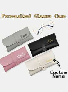 1 Stück personalisierte Lederbrillenbox, PU-Leder Brillenetui, tragbare Sonnenbrillen Tasche mit individuellem Namen oder Logo