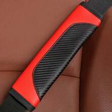 2pcs Customized Logo Carbon Fiber Leather Car Seat Belt Shoulder Pad Covers