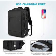 Expandable Laptop Backpack 24L-38L Flight Approved 45x36x20cm Carry On Bags Travel Rucksack With USB Charging Port, 15.6 Inch Business Work Backpack College School Bag For Men Women - BLACK NEW - View 6