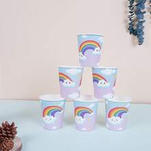68/10/Set, Rainbow Cloud Themed Party Supplies, Disposable Party Plates, Party Paper Plates. Includes 7-Inch Plates, 9-Inch Plates, Paper Cups, And Tissue Sets. Suitable For 16 People, Picnic Supplies, Birthday Parties, Camping, Decoration, And Celebration Events. Party Gifts, Bridal Gifts, Rainbows, Clouds - Nhiều màu - Xem 5