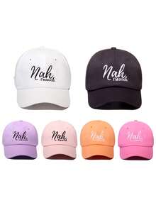 1pc Letter 'Nah' Embroidered Polyester UV Protection Casual Baseball Cap, Unisex Suitable For Everyday Wear, Spring/Summer - Nah Baseball Cap - View 10