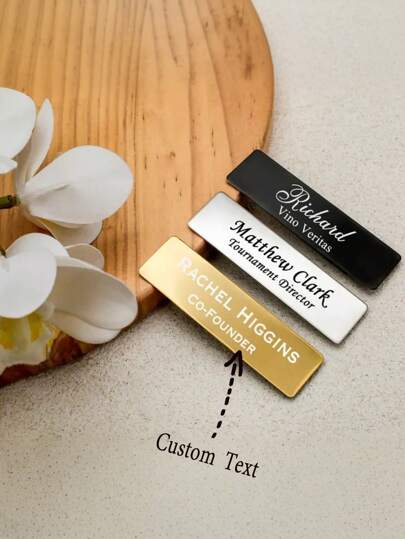 Personalized Name Tag, Employee ID Label With Pin, Design Your Custom Badge, Custom Flat Badge For Work, Office Name Badge Employee Business Label, Engraved, Stainless, Colorful, Cute, Adorable, Funny, Kawaii, For Teacher, For Boys And Girls, For Teenagers, Junior High School Students, Middle School Students, High School Senior High School Students, College Students, University Students, Freshman, Sophomore, Underclassmen,Delicate Romance, Utilitarian Chic