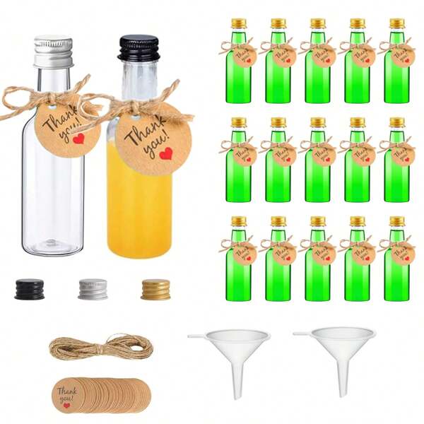 32pcs/1pc/5pcs Mini Petite Empty Transparent Body Plastic Wine Bottle Waterproof, With A Small Funnel For Easy Filling, Screw Cap Sealing Is Not Easy To Leak, Multiple Sizes To Choose From, Suitable For Weddings, Parties, Alcohol, Gin, Whisky, Spirits.