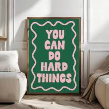 1pc, Canvas Hanging, Framed, Wall Arts, Posters, You Can Do Hard Things Art Print, Pink And Green Poster, Daily Reminder Affirmation Poster, Girly Bedroom Art, Dorm Decor, Home Office Decor, Room Decor
