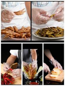 50只/100只一次性塑料手套，适用于餐饮服务、染发、清洁用品、家用工具、厨房、浴室、家庭及家庭必需品 - 彩色 - 查看 10