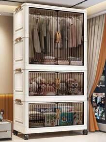 Foldable Wardrobe Storage Cabinet, All-In-One Clothes Organizer Closet For Adult And Children Bedroom