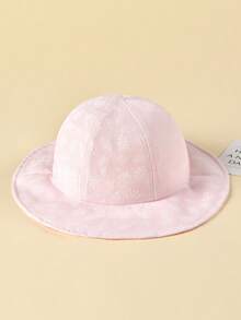 TUTUYA Cappello da sole per bambini con disegno ricamato, cappello a secchiello con ampia tesa per protezione solare, cappello in colore solido minimalista con morbida tesa per bambini - Rosa - Visualizzare 3
