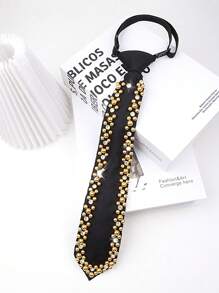 1pc Women Gold Crystal Decor Bowtie, Suitable For Girls & Ladies Party, Festival, Daily Wear Decorative Necktie