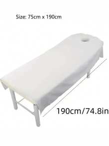 Housse de table de massage spa haut de gamme – Drap de lit durable et facile à nettoyer, avec trou pour le visage, élastique pour les cliniques de beauté (taille : 75 cm x 190 cm)