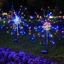 1PC Solar Powered Fireworks Lights, 8 Adjustable Lighting Modes,LED Fireworks Solar Outdoor Lawn Light Daily Waterproof And Energy-Saving, Suitable For Courtyard, Camping, Park, Festival And Party Decoration (90 Lights / 120 Lights / 200 Lights)