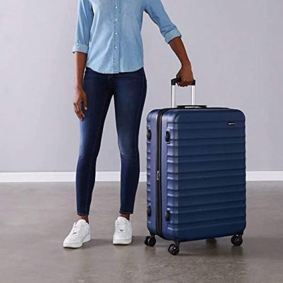 Hardside Luggage ABS Hard-Shell Spinner/Suitcase With 4 Wheels, 78 Cm, Navy Blue