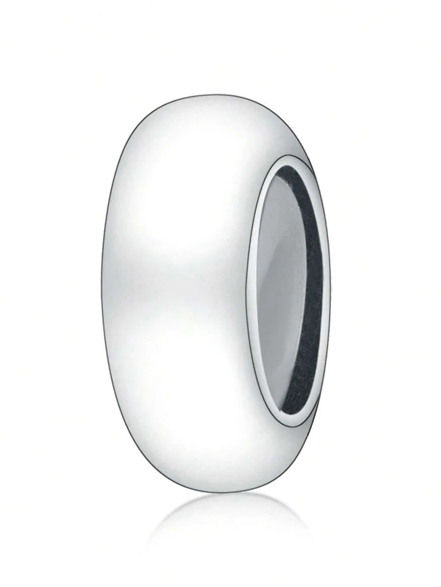 1pc Simple 925 Sterling Silver Round Spacer Bead For Diy Gift