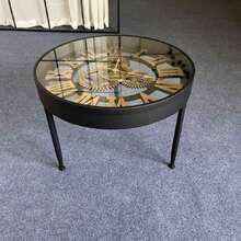 Vintage Clock High-End Table, 3C Tempered Glass Tabletop, Clock Is Rotatable! Creative Artistic Vintage Clock High-End Living Room Coffee Table, Luxury Creative Side Table, High-End Clock Art Coffee Table, Home Living Room Decorative Table, Clock Hands Are Rotatable - Multicolor - View 12