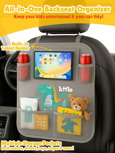 1Pack Car Seat Storage Bag For Kids Toddlers, Car Back Seat Organizer ,Back Seat Anti-Kick,Car Back Seat Cover, Seat Back Protectors Kick Mats For Kids Toddlers, Travel Accessories, Rear Seat Organizer