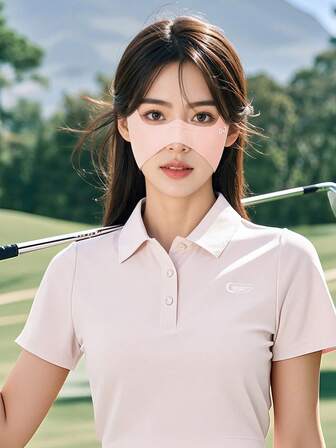 GOLOVEJOY 1 件装新款冰丝纯色半蝶翼设计面罩，户外高尔夫防晒防紫外线，透气女士颧骨面罩