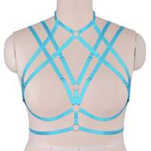 Gothic Sexy Belt With Adjustable Harness Bra Plus Size Hollow Out Lingerie Accessories Halloween Rave - Multicolor - View 4