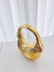 1pc Gold Plastic Acrylic Clutch Handbag, Large Capacity Chain Strap Fashion Bag, Suitable For Attending Evening Galas And Parties