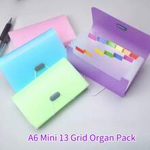 1/3 Stücke A6 Größe wasserfeste Akkordeonmappe mit 13 Fächern, Material aus PP Kunststoff, in den Farben blau/grün/pink/lila erhältlich, geeignet für Zuhause/Büro/Besprechungen/Bibliothek/Schule, praktischer Dokumentenorganizer