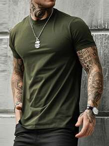 5pcs/Set Men's Casual Solid Color All-Match Slim Fit Short Sleeve T-Shirts, Summer