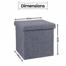 Grey Small Ottoman Storage Box With Lid, Foot Rest Stool With Storage, Folding Footstool Cube Seat For Living Room(30x30x30cm) - Grey - View 11