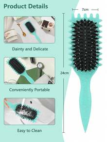 卷发梳，气垫防毛躁梳，抚平毛躁，增强卷发清晰度，不再飞散，非常适合卷发，家庭和旅行使用，返校，旅行度假必需品，女士发饰，刷子，发刷，边缘刷，刷头发，发梳，梳头发，顺发刷，球刷，迷你发刷，发刷套装，木梳 - 彩色 - 查看 2