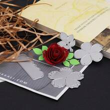 1pc Metal Cutting Dies - Elegant Rose And Butterfly Design, Suitable For Scrapbooking, Cardmaking And Craft Projects - Silver - View 3