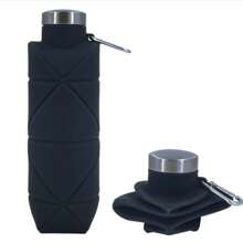 1 pieza de botella de agua plegable de gran capacidad de 700ML, botella de agua portátil de silicona creativa para exteriores, botella de agua deportiva, botella de agua plegable con forma de diamante, apta para viajar, deportes, picnics y uso escolar