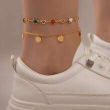 1-4pcs Simple Golden Decor Anklet Suitable For Daily Wear And Beach Vacation For Summer Vacation Travel Beach Party,Gold Jewelry