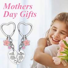 2pcs (1 Set) Heart Shaped Keychain Gift Set For Mom And Daughter, Mother's Day & Daughter Gift