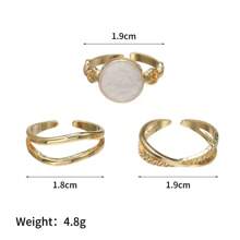 1 Set Of 3pcs Fashionable Asymmetrical Geometric Metal Rings