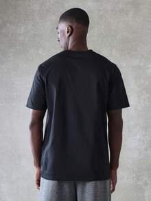 Men's Rhinestone Slogan Short Sleeve Crew Neck T-Shirt, Casual & Fashionable For Summer - Black - View 3