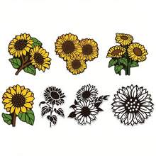 MAGICALCUTDIE 1 set de 7 piezas Juego de calcomanías de girasol para auto, calcomanías de girasol impermeables para decoración de vehículos, calcomanías reflectantes de flor de girasol, calcomanías para limpiaparabrisas para ventana, parachoques, portátil de 5.82x6.10 pulgadas - Multicolor - Ver 1